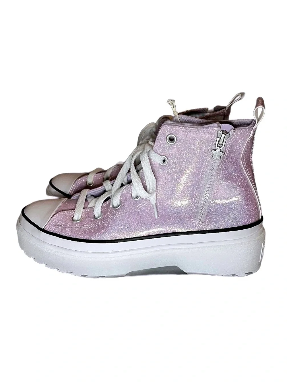 Converse Platform Purple Glitter High Top Sneakers Youth 7/Women’s 8.5